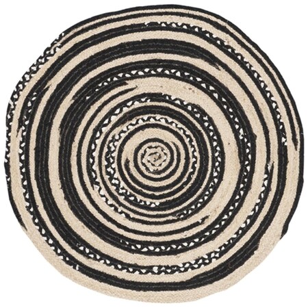 Safavieh 4 x 4 ft. Cape Cod Collection Global Round Hand Woven Rug; Black & Ivory CAP209Z-4R